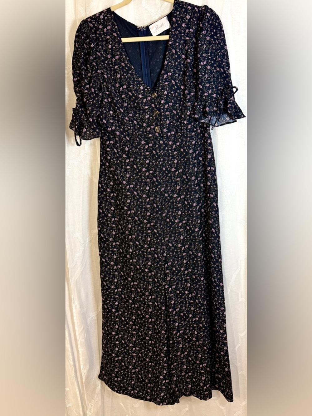 Blush Boutique Black Floral Romper Button Front Maxi Dress Look Size Large